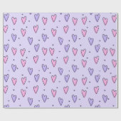 ピンクと紫のハートシェイプのラッピング紙 ラッピングペーパー (フラット)