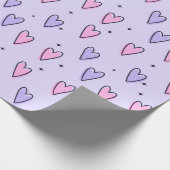 ピンクと紫のハートシェイプのラッピング紙 ラッピングペーパー (角)