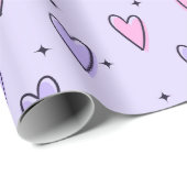 ピンクと紫のハートシェイプのラッピング紙 ラッピングペーパー (ロールコーナー)