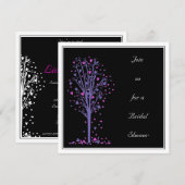 ピンクと紫のハートツリー：シャワー招待状 招待状 (正面/裏面)