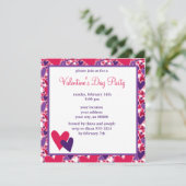 ピンクと紫のハートバレンタインパーティー 招待状 (スタンド正面)