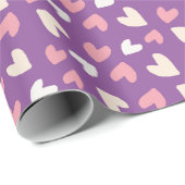 ピンクと紫のハートバレンタインラッピング紙 ラッピングペーパー (ロールコーナー)