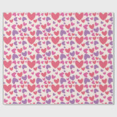 ピンクと紫のハートバレンタインラッピング紙 ラッピングペーパー (フラット)