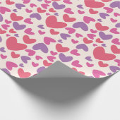 ピンクと紫のハートバレンタインラッピング紙 ラッピングペーパー (角)