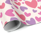 ピンクと紫のハートバレンタインラッピング紙 ラッピングペーパー (ロールコーナー)