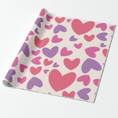 ピンクと紫のハートバレンタイン誕生日 ラッピングペーパー (アンロールド)