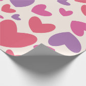 ピンクと紫のハートバレンタイン誕生日 ラッピングペーパー (角)