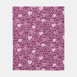 ピンクと紫のハート フリースブランケット