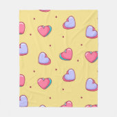 ピンクと紫のハート フリースブランケット (正面)