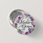 ピンクと紫のバラフローラの母の新郎 缶バッジ (正面&裏面)
