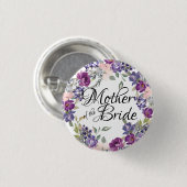 ピンクと紫のバラフローラの母の花嫁 缶バッジ (正面&裏面)