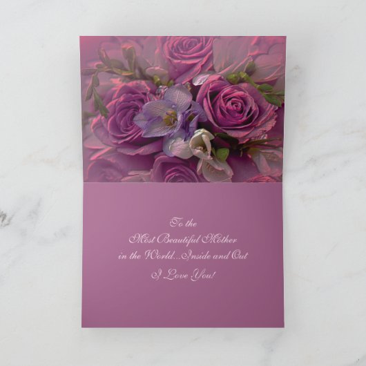 ピンクと紫のバラ母の日のグリーティングカード カード (内部)