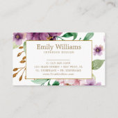 ピンクと紫のバラ花の名刺 名刺 (裏面)