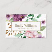 ピンクと紫のバラ花の名刺 名刺 (正面)
