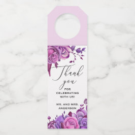 ピンクと紫のバラ。フローラ結婚の感謝していお前 ボトルネックタグ