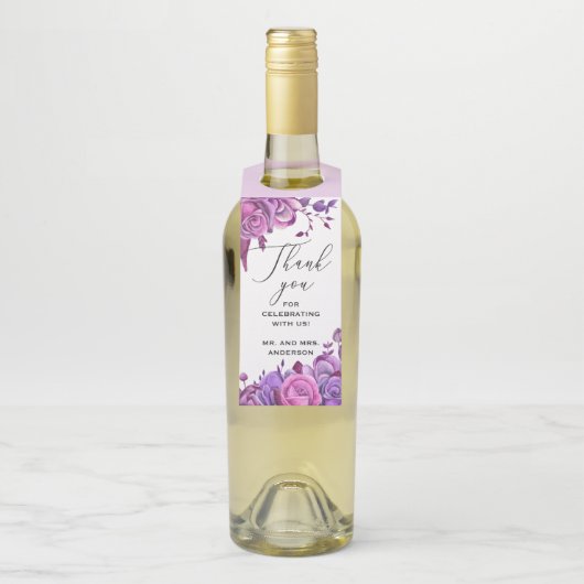 ピンクと紫のバラ。フローラ結婚の感謝していお前 ボトルネックタグ (ボトル)