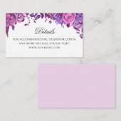 ピンクと紫のバラ。フローラ結婚詳細 エンクロージャーカード (正面/裏面)