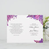 ピンクと紫のバラ。結婚式 プログラム折 (スタンド正面)