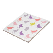 ピンクと紫のパステルの鳥とバードハウス タイル (側面)