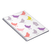 ピンクと紫のパステルの鳥とバードハウス ノートブック (右側)