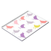 ピンクと紫のパステルの鳥とバードハウス ノートブック (左側)