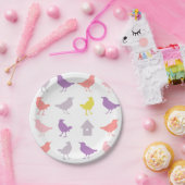 ピンクと紫のパステルの鳥とバードハウス ペーパープレート (パーティー)