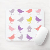 ピンクと紫のパステルの鳥とバードハウス マウスパッド (マウス)