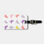 ピンクと紫のパステルの鳥とバードハウス ラゲッジタグ (正面横)