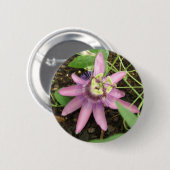 ピンクと紫のパッションフラワーボタン 缶バッジ (正面&裏面)