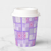 ピンクと紫のパッチワークデザイン 紙コップ (右)