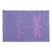 ピンクと紫のファンタジートンボのパーソナライズ 枕カバー (裏面-右)