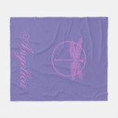 ピンクと紫のファンタジートンボ フリースブランケット (正面(横))