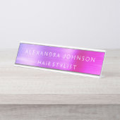ピンクと紫のフォイルモダン事業 デスクネームプレート (正面)