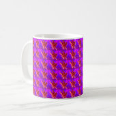 ピンクと紫のフランギパニ柄 コーヒーマグカップ (正面左)