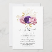 ピンクと紫のフローラが結婚更新を延期 招待状 (正面)