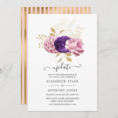 ピンクと紫のフローラが結婚更新を延期 招待状 (正面/裏面)