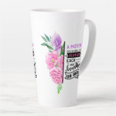ピンクと紫のフローラと引用文 カフェラテマグ (右アングル)