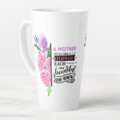 ピンクと紫のフローラと引用文 カフェラテマグ (左アングル)