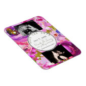 ピンクと紫のフローラのポップ鮮やか日付を保存 マグネット (右側)