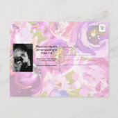ピンクと紫のフローラのポップ鮮やか日付を保存 案内ポストカード (裏面)