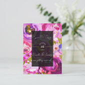 ピンクと紫のフローラのポップ鮮やか日付を保存 案内ポストカード (スタンド正面)