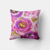 ピンクと紫のフローラのポップ鮮やか クッション (裏面)