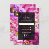 ピンクと紫のフローラウェディング鮮やかRSVPのポップ 出欠カード (正面/裏面)