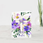 ピンクと紫のフローラクロスカスタムイースター シーズンカード (正面)