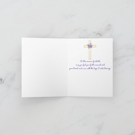 ピンクと紫のフローラクロスカスタムイースター シーズンカード (内部)