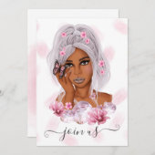 ピンクと紫のフローラバチェロレッテインビタティ 招待状 (正面/裏面)