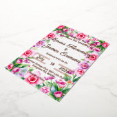 ピンクと紫のフローラフォイル招待状 箔招待状 (回転した状態)