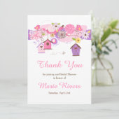 ピンクと紫のフローラブライダルシャワーサンキューカード サンキューカード (スタンド正面)