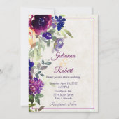 ピンクと紫のフローラ予算結婚式招待状 招待状 (正面)