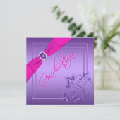 ピンクと紫のフローラ写真卒業招待状 招待状 (スタンド正面)